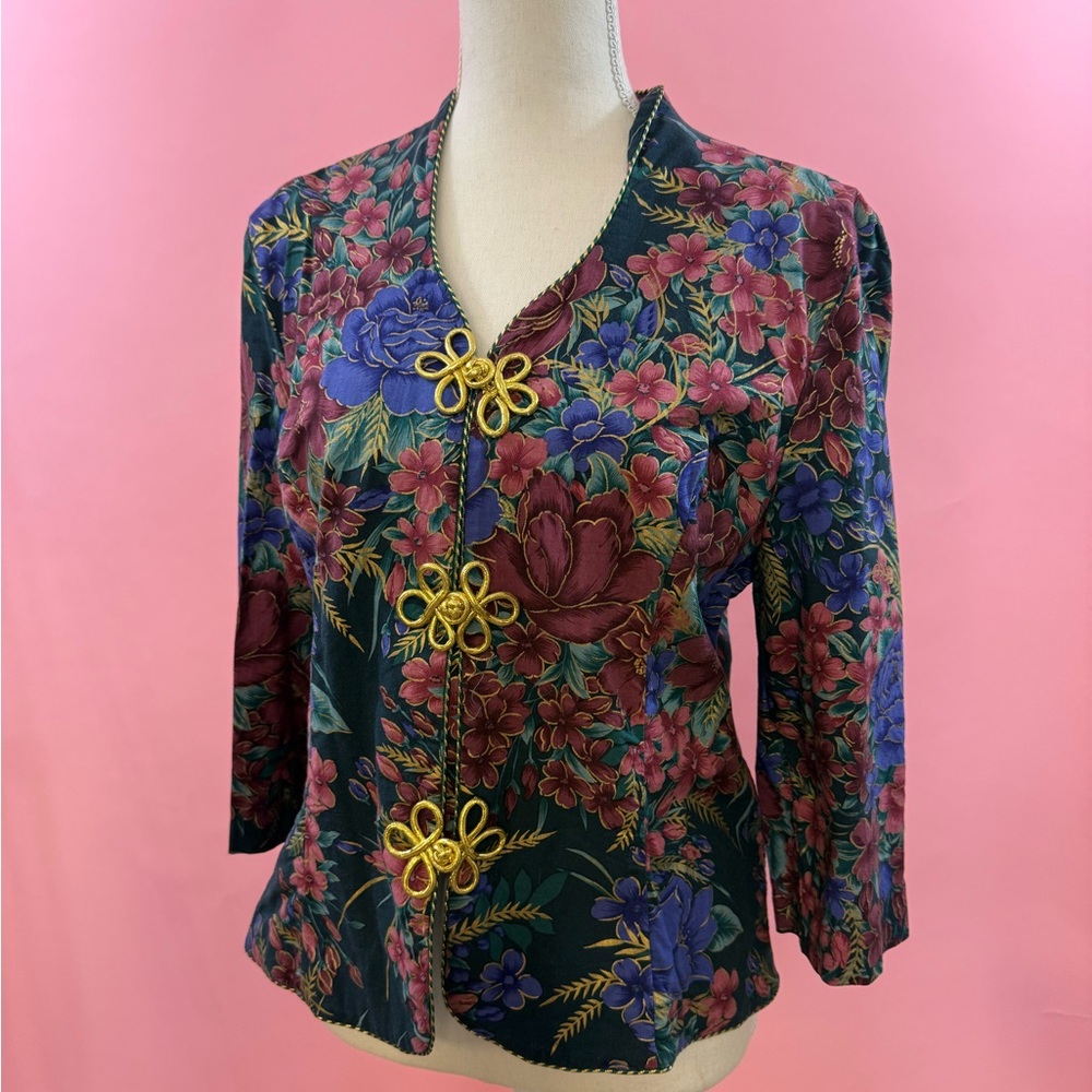 Floral Women's Jacket with Gold Accents